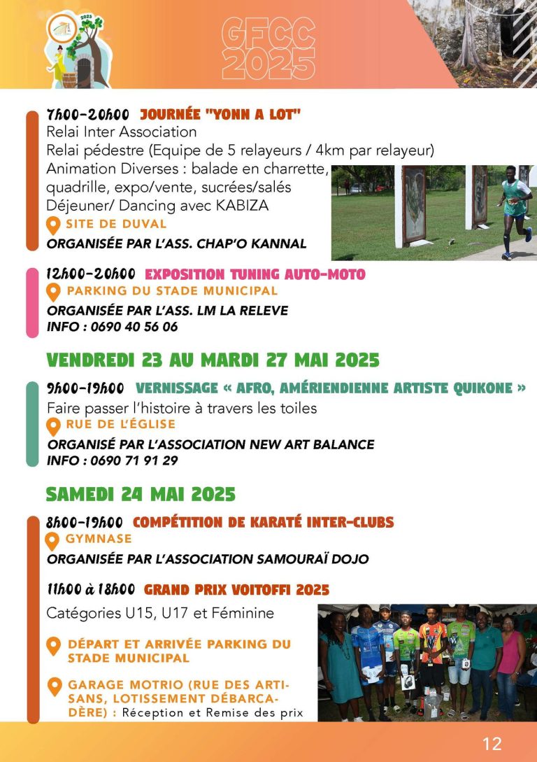 Grand Festival Culturel Canalien, mai 2025 – Valorisation du patrimoine matériel et immatériel. Découvrez les activités et animations proposées tout au long du mois de mai.