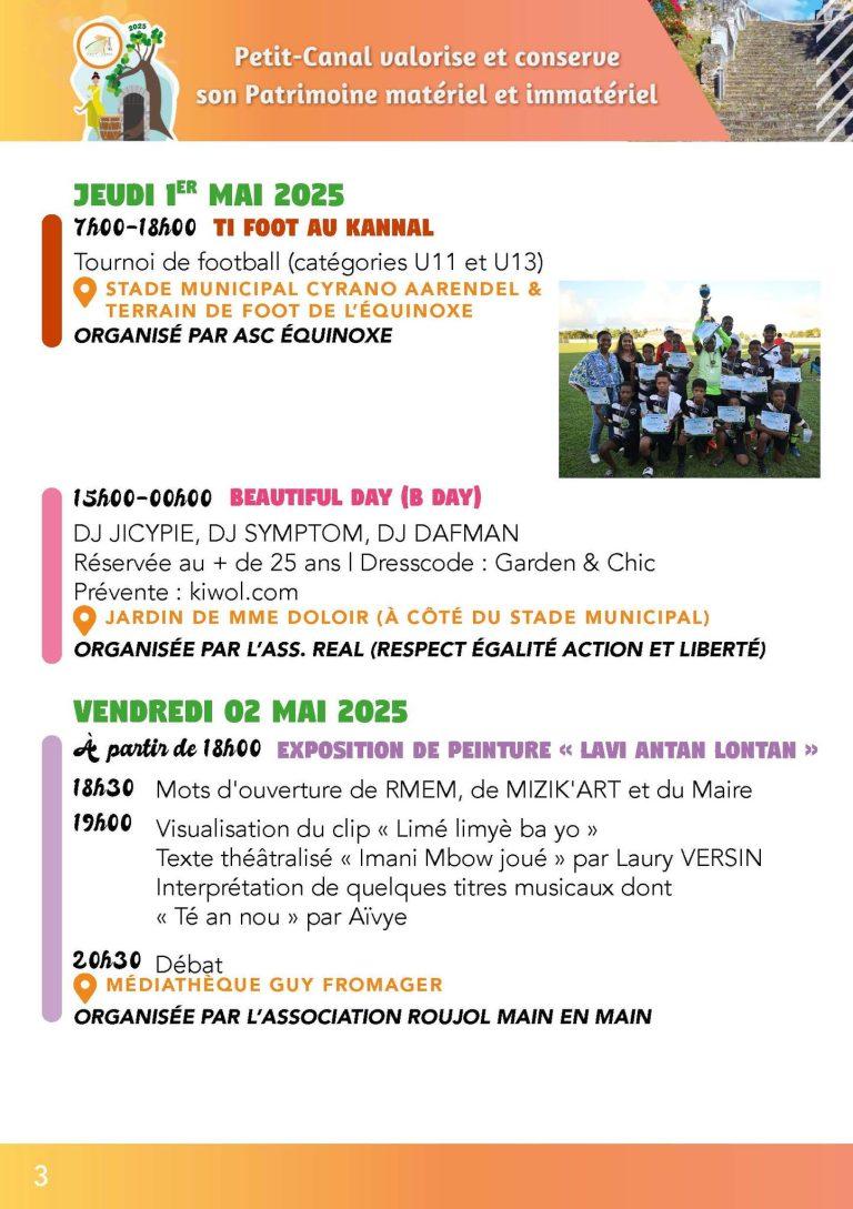 Grand Festival Culturel Canalien, mai 2025 – Valorisation du patrimoine matériel et immatériel. Découvrez les activités et animations proposées tout au long du mois de mai.