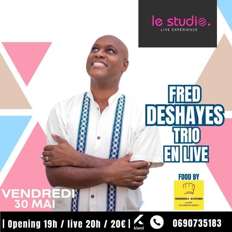 Assistez au concert live acoustique du Fred Deshayes Trio le 30 mai 2025, de 19h00 à 00h00, au Studio. Le leader du groupe Soft, Fred Deshayes, accompagné de 2 musiciens, vous présentera son répertoire avec des surprises. Un moment musical inoubliable à ne pas manquer.