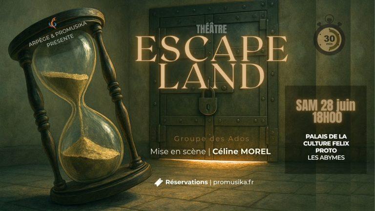 Spectacle de théâtre jeunesse présenté par le groupe ado d’Arpège & Promusika le 28 juin 2025 au Palais de la Culture Félix Proto aux Abymes. Une mise en scène originale de Céline Morel autour d’un escape game qui vire au cauchemar.