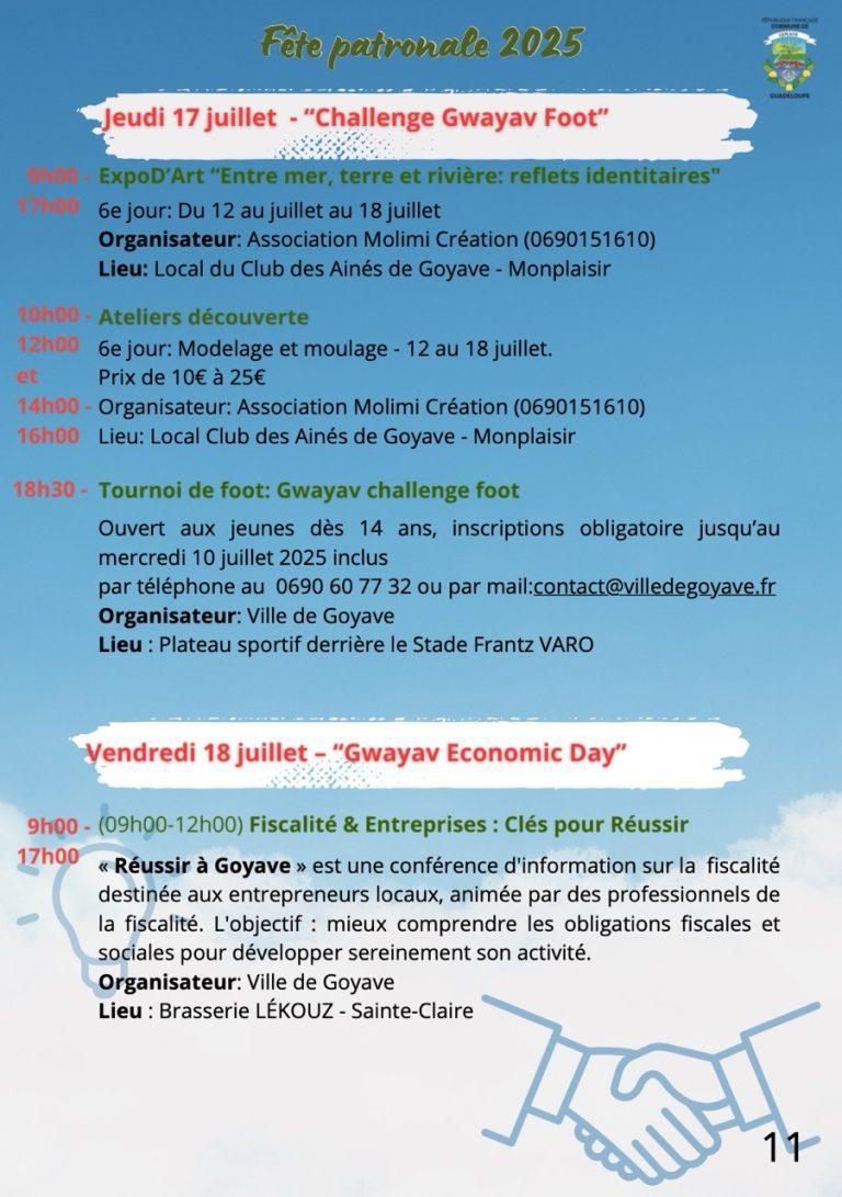 Fête Patronale de Goyave 2025 sur le thème “Vivons une Aventure Économique”, un mois d’animations autour de l’économie durable du 6 juillet au 7 août 2025 en Guadeloupe.