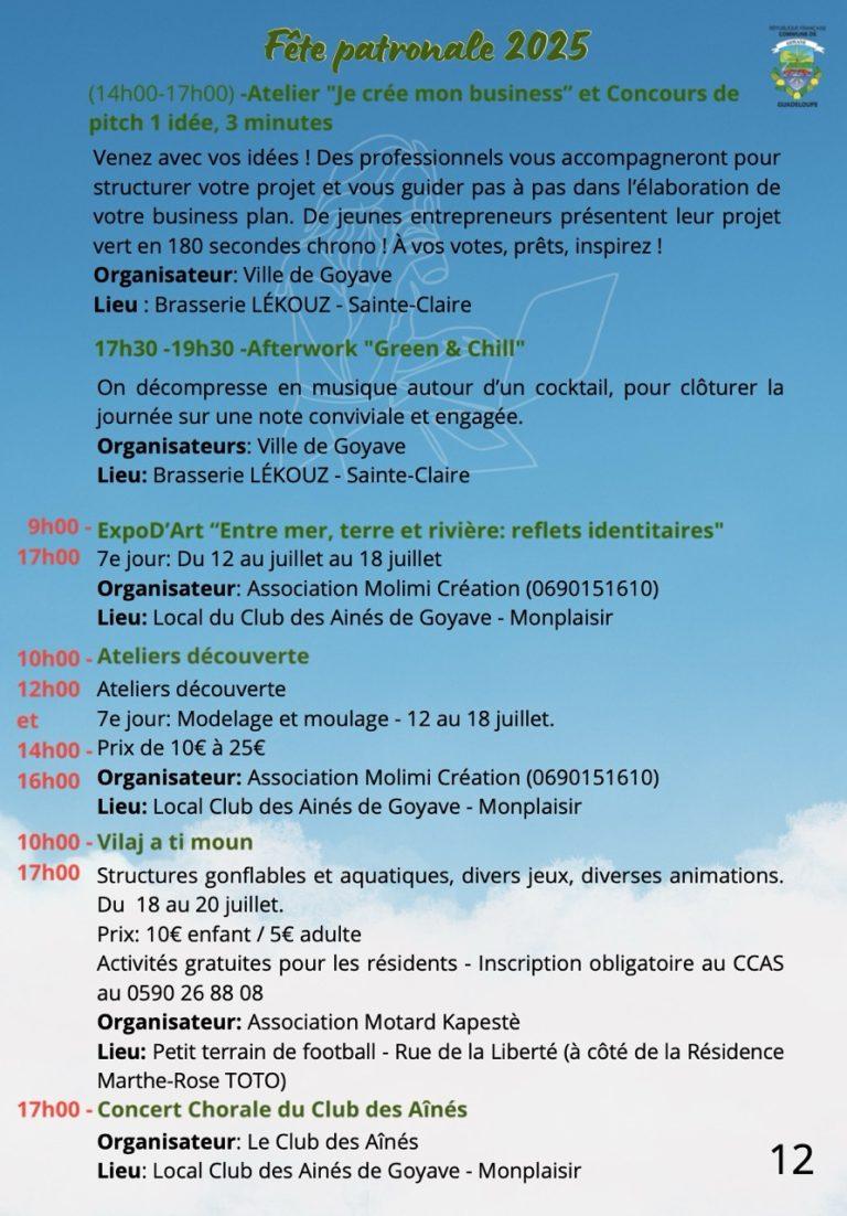 Fête Patronale de Goyave 2025 sur le thème “Vivons une Aventure Économique”, un mois d’animations autour de l’économie durable du 6 juillet au 7 août 2025 en Guadeloupe.