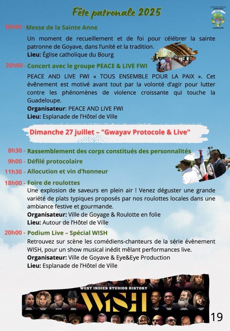 Fête Patronale de Goyave 2025 sur le thème “Vivons une Aventure Économique”, un mois d’animations autour de l’économie durable du 6 juillet au 7 août 2025 en Guadeloupe.