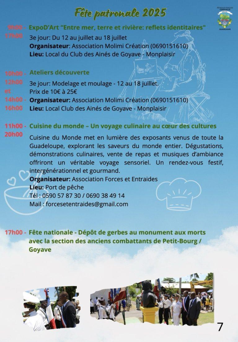 Fête Patronale de Goyave 2025 sur le thème “Vivons une Aventure Économique”, un mois d’animations autour de l’économie durable du 6 juillet au 7 août 2025 en Guadeloupe.
