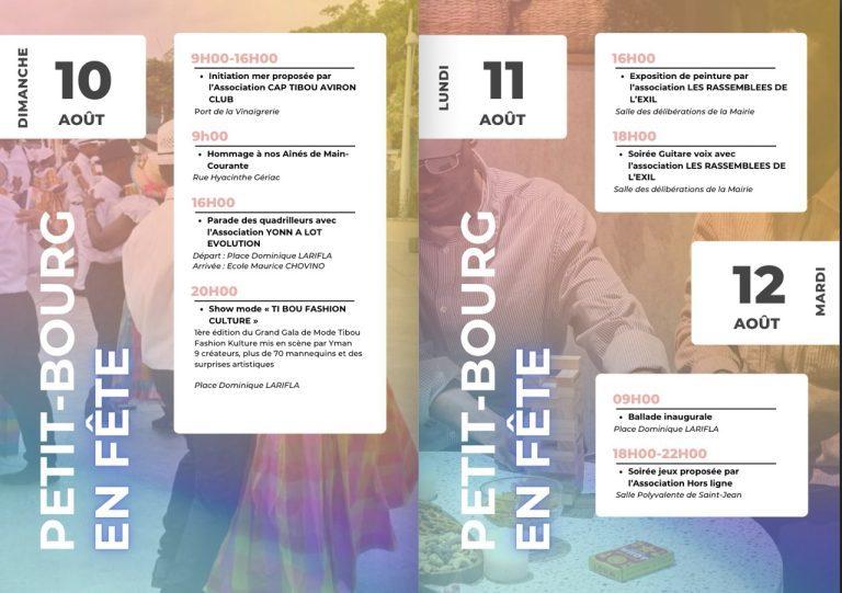 Fête patronale de Petit-Bourg du 7 au 16 août 2025 avec concerts live, bal public, animations pour enfants, jeux gonflables, spectacles, art, sport et feux d’artifice.