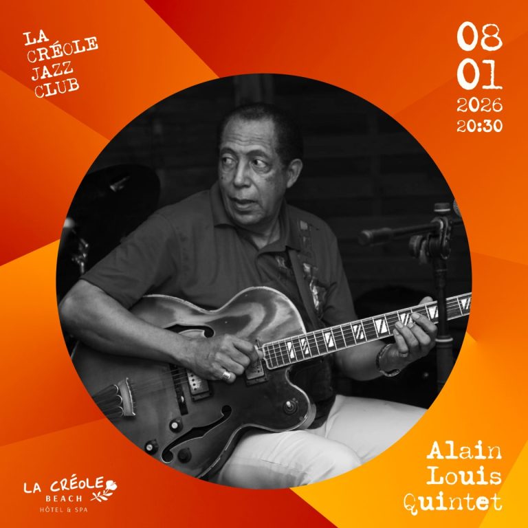 Concert jazz d’Alain Louis Quintet au La Créole Jazz Club à Le Gosier le 8 janvier 2026 à 20h30. Une soirée live autour du jazz créole dans un cadre élégant en Guadeloupe.