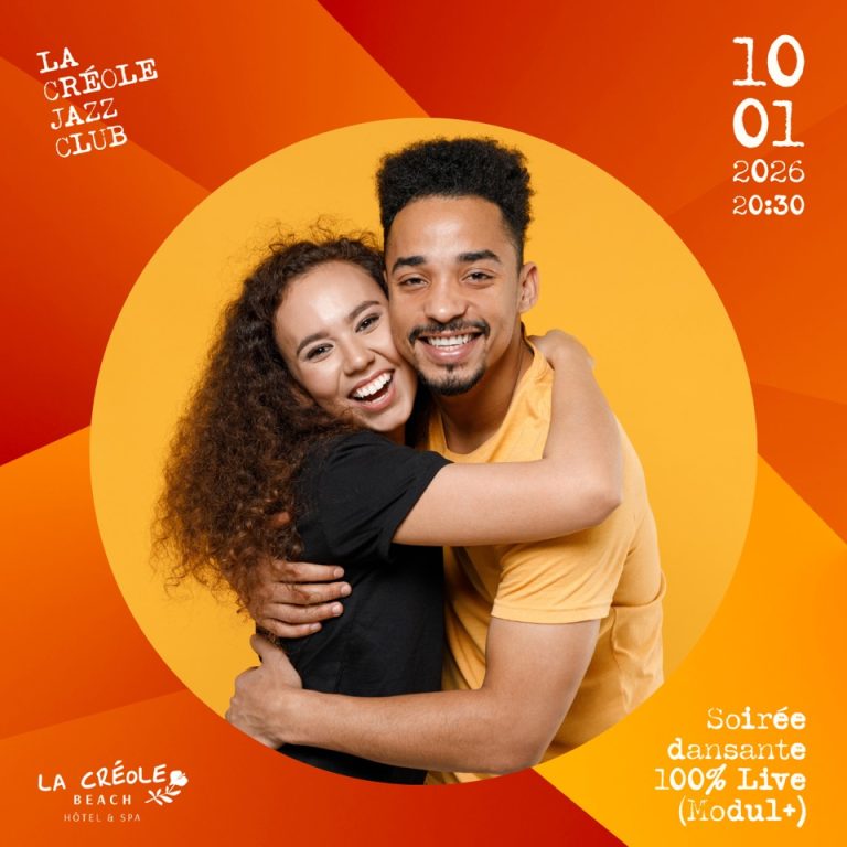 Soirée dansante 100 % live avec Modul+ au La Créole Jazz Club à Le Gosier le 10 janvier 2026 à 20h30. Un rendez-vous musical festif et dansant dans un cadre convivial en Guadeloupe.