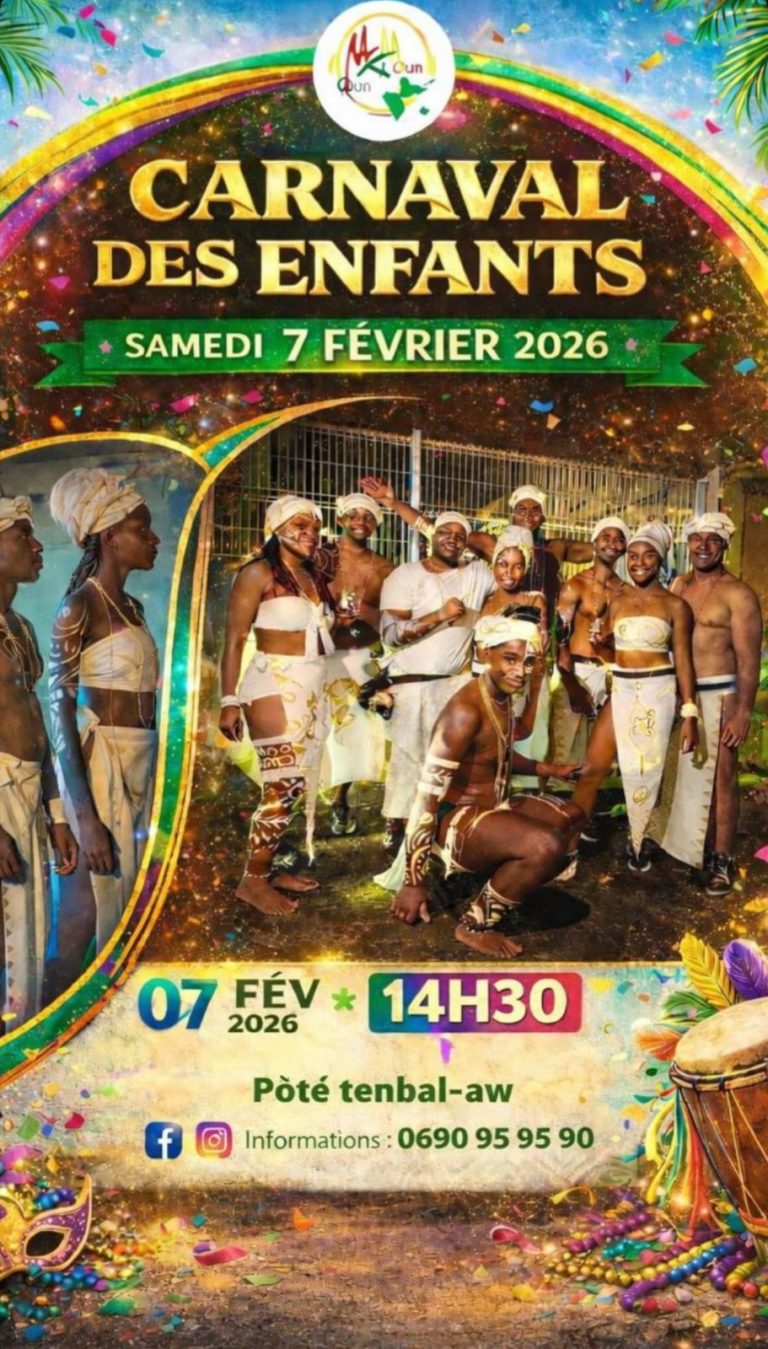 Carnaval des enfants le samedi 7 février 2026 à Pôté Tenbal-aw, défilé festif à partir de 14h30 avec groupes carnavalesques, ambiance familiale et animations dédiées aux enfants.
