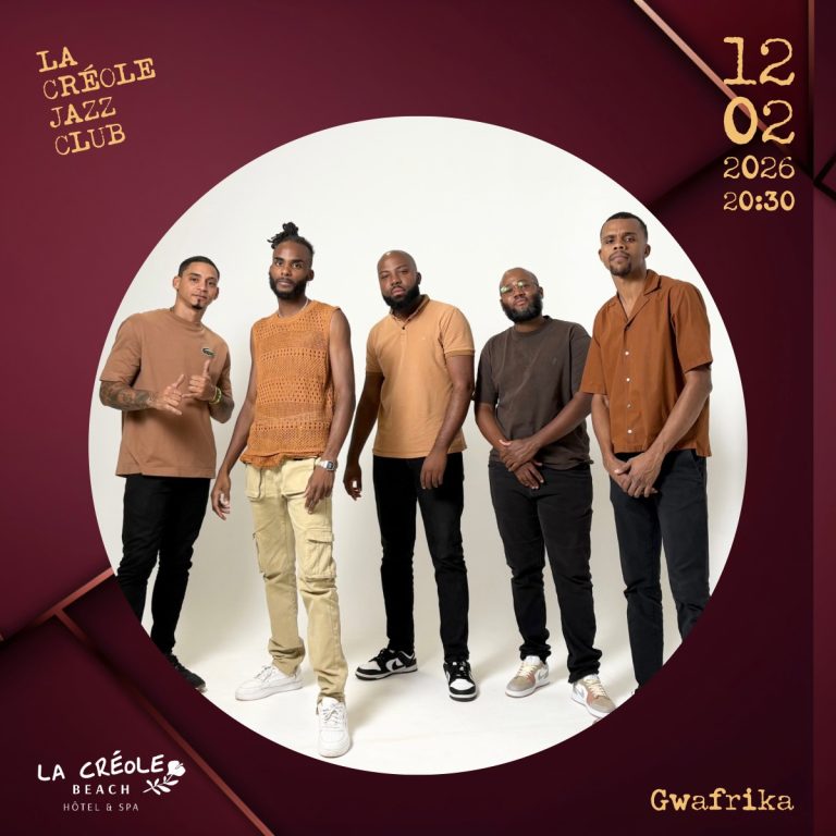 Concert live du groupe Gwafrika au Jazz Club de La Créole Beach Hôtel & Spa, le jeudi 12 février 2026 à 20h30, soirée musicale 100 % live au Gosier, Guadeloupe.