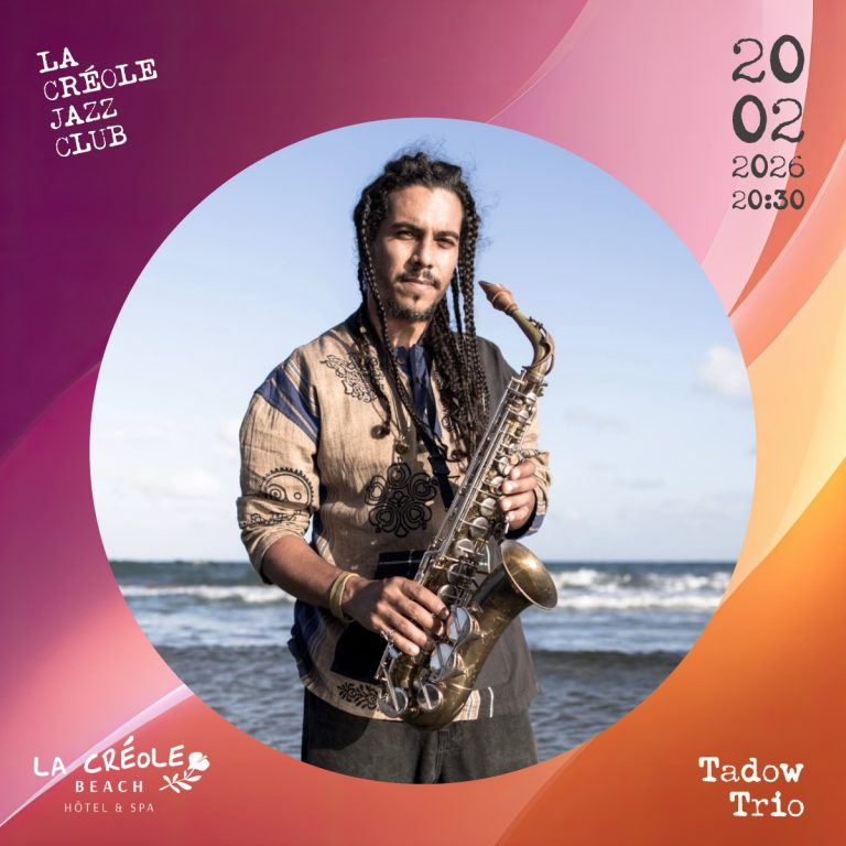 Concert Tadow Trio le 20 février 2026 à 20h30 au La Créole Beach Hôtel & Spa dans le cadre du Créole Jazz Club en Guadeloupe.