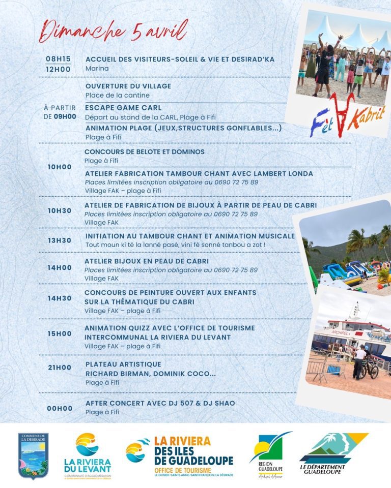 Découvrez le programme du dimanche 5 avril pour la Fet a Kabrit
