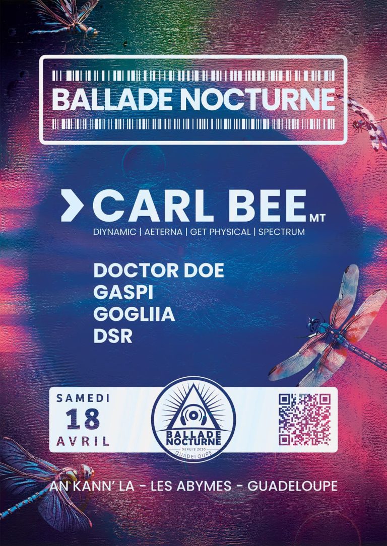 Soirée Ballade Nocturne avec Carl Bee, Doctor Doe, Gaspi et Goglia le 18 avril 2026 à An Kann’La aux Abymes en Guadeloupe.