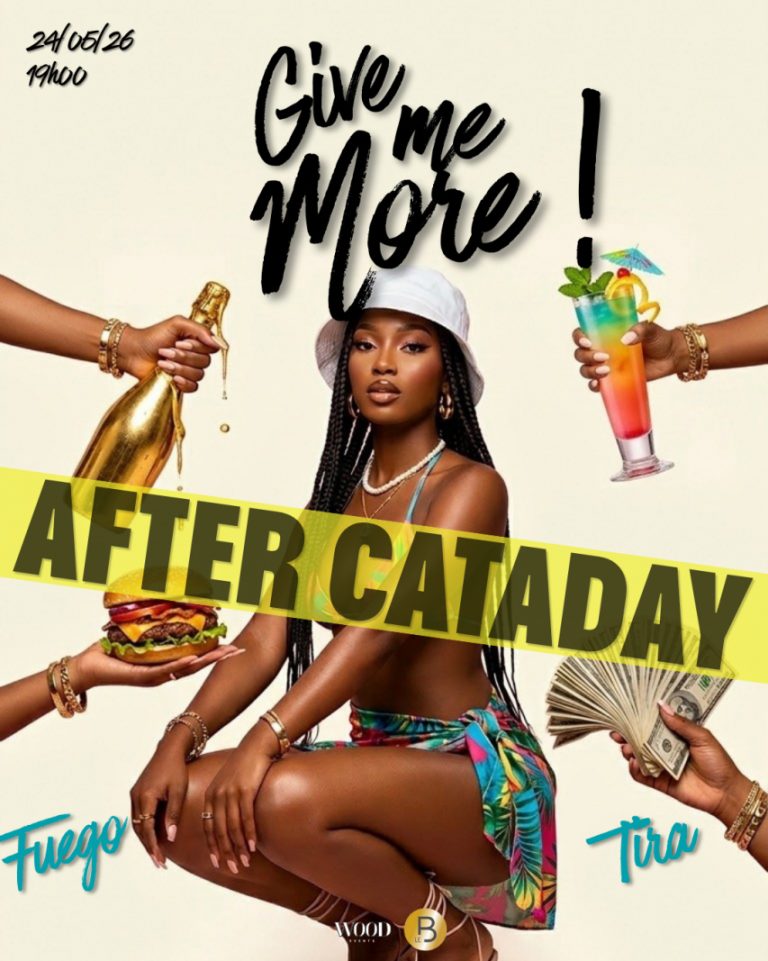 After Cataday Give Me More le 24 mai 2026 au Baholi à Sainte-Anne en Guadeloupe, soirée avec DJ Fuego et DJ Tira, ambiance festive avec musique, chicha, food et boissons de 19h à 2h.