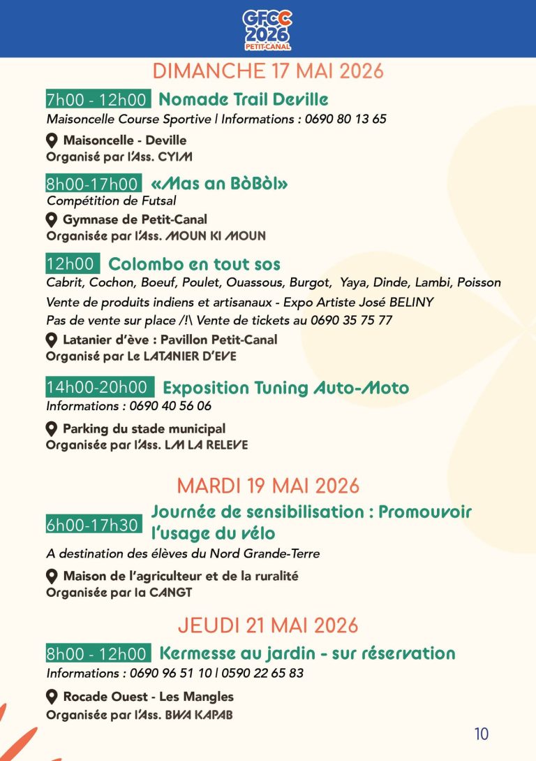 Grand Festival Culturel Canalian 2026 à Petit-Canal du 1er au 27 mai, événements culturels et festifs avec animations, spectacles et programmation accessible via QR code.