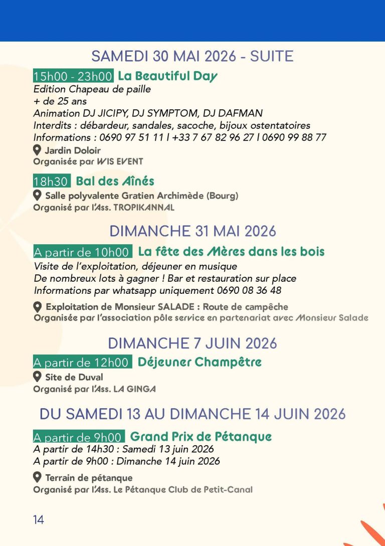 Grand Festival Culturel Canalian 2026 à Petit-Canal du 1er au 27 mai, événements culturels et festifs avec animations, spectacles et programmation accessible via QR code.
