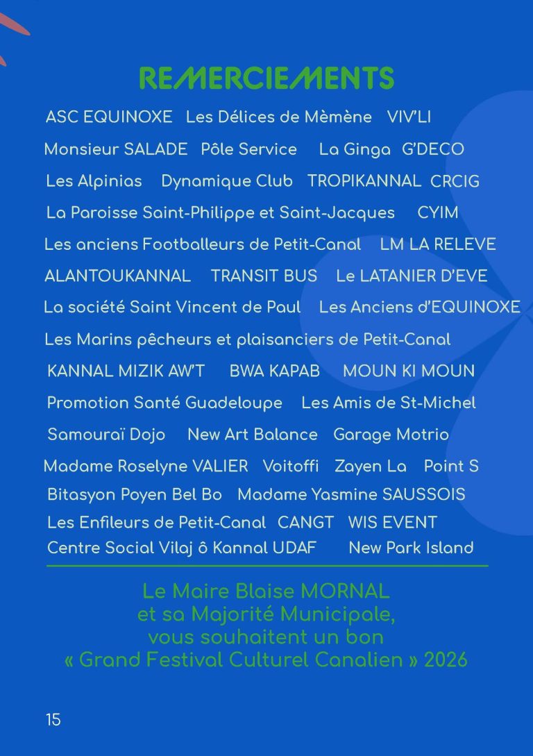 Grand Festival Culturel Canalian 2026 à Petit-Canal du 1er au 27 mai, événements culturels et festifs avec animations, spectacles et programmation accessible via QR code.