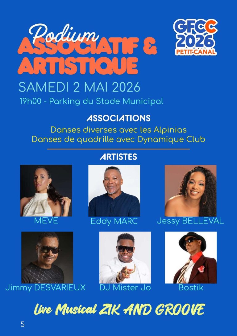 Grand Festival Culturel Canalian 2026 à Petit-Canal du 1er au 27 mai, événements culturels et festifs avec animations, spectacles et programmation accessible via QR code.