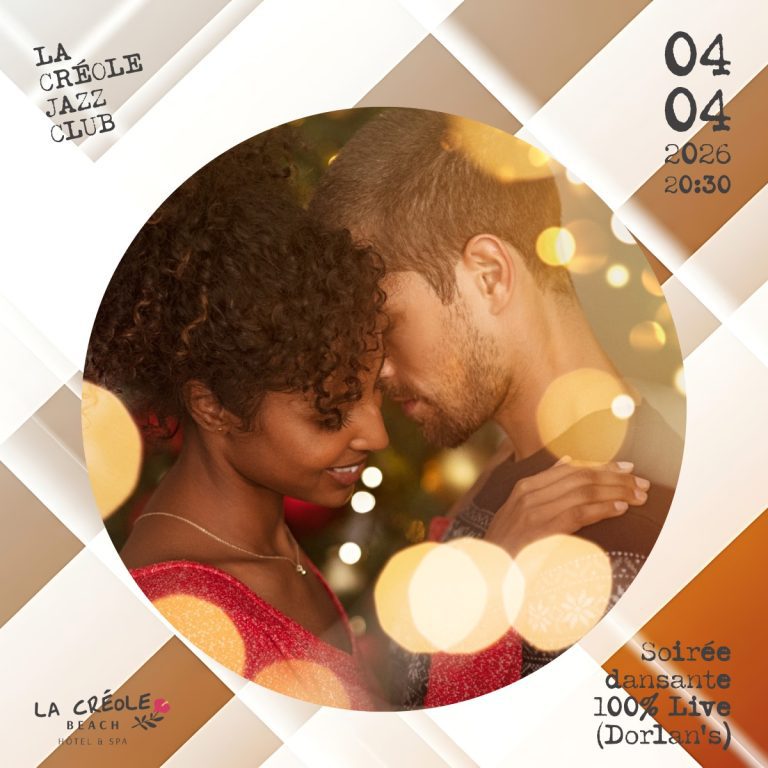 Soirée dansante 100% live avec Dorlans le 4 avril 2026 à La Créole Beach Hôtel & Spa au Gosier à partir de 20h30, ambiance musique live et danse.