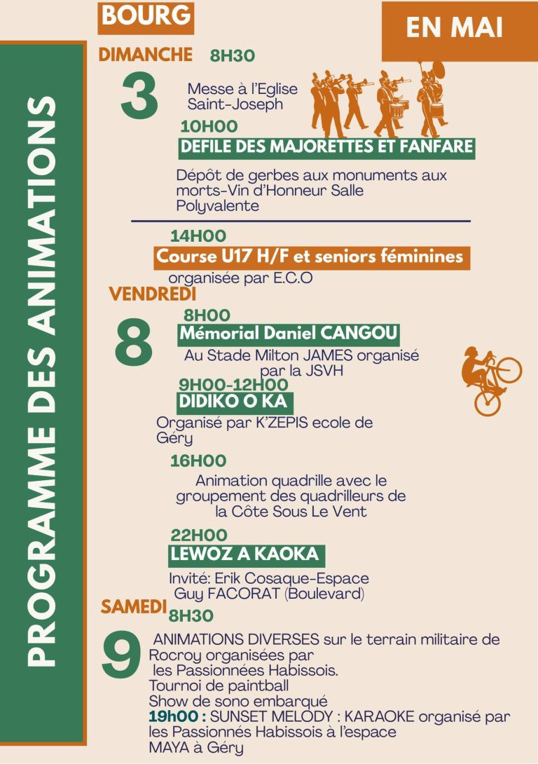 Mai Habissois 2026 du 1er au 30 mai à Vieux-Habitants en Guadeloupe, mois d’animations culturelles sportives et patrimoniales autour du café traditions mémoire et territoire.