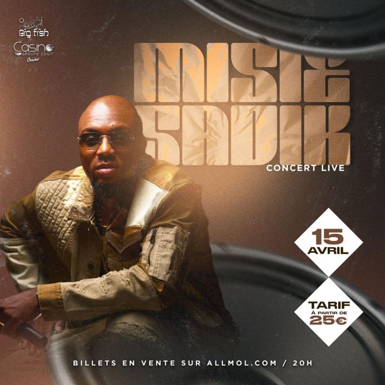 Concert live Misie Sadik le 15 avril 2026 au Casino du Gosier avec billets disponibles en ligne et tarif à partir de 25€.