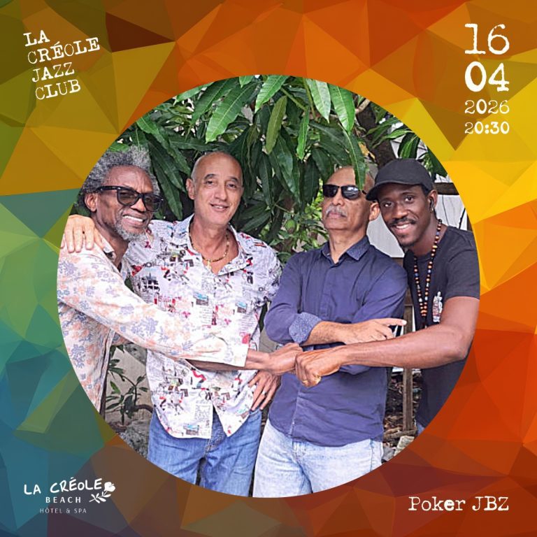 Concert Poker JBZ le 16 avril 2026 à 20h30 au Créole Jazz Club au Gosier, soirée live musique en Guadeloupe.