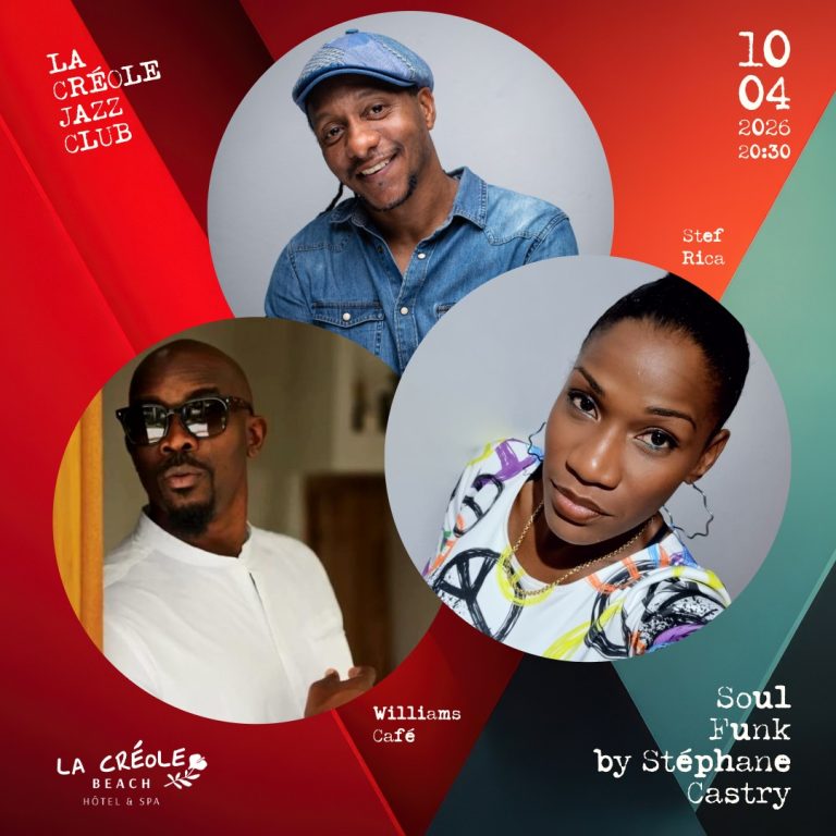 Concert Soul Funk by Stéphane Castry le 10 avril 2026 à La Créole Beach au Gosier à 20h30 avec Stef Rica et Williams Café dans le cadre du Créole Jazz Club.