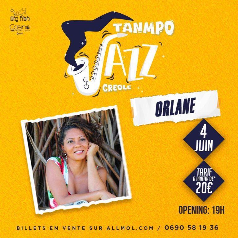 Tanmpo Jazz Créole avec Orlane le 4 juin 2026 au Casino du Gosier à partir de 19h avec concert live, billets à partir de 20 euros.