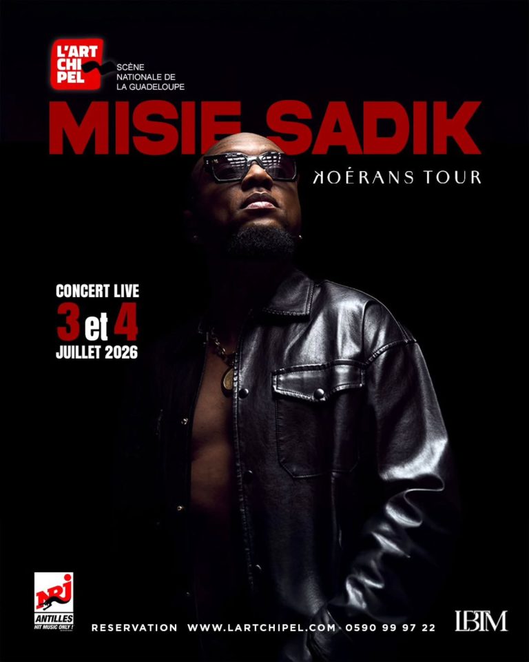Concert de Misie Sadik les 3 et 4 juillet 2026 à L’Artchipel à Basse-Terre, deux soirées live dans une ambiance intimiste en Guadeloupe.