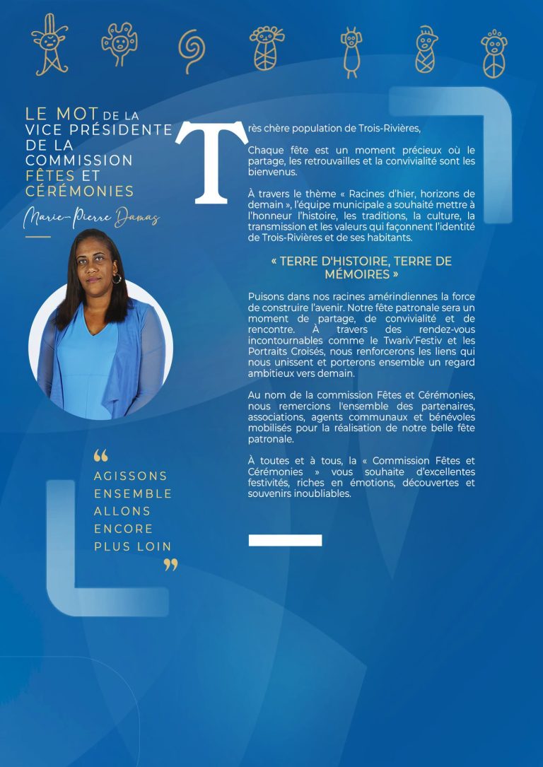 Fête Communale de Trois-Rivières en Guadeloupe, du 6 au 17 août 2026, sur le thème « Racines d’hier, horizons de demain ».