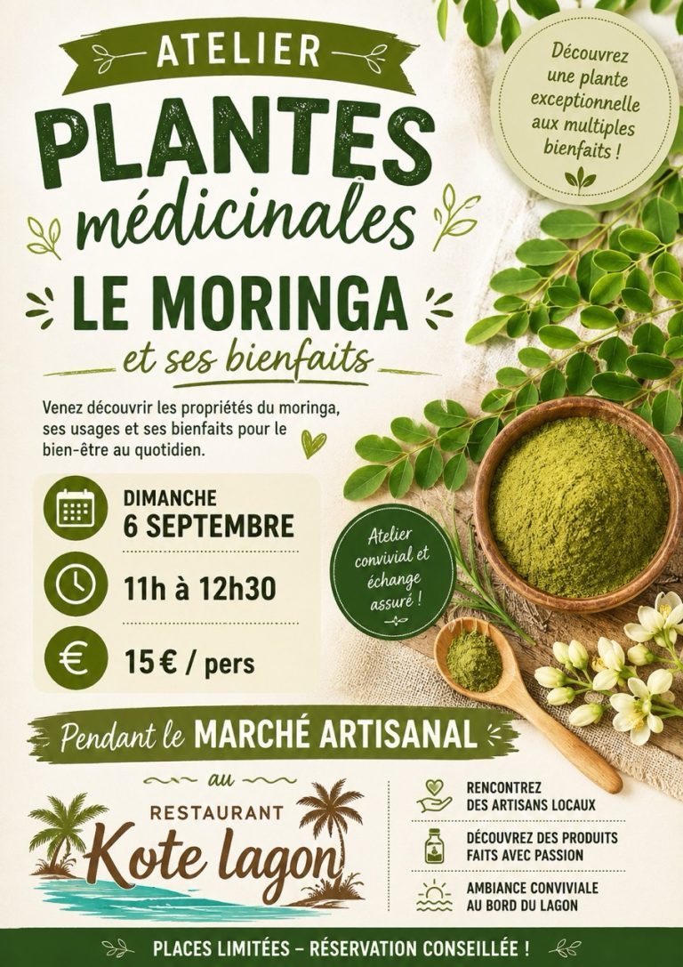 Atelier autour du moringa et des plantes médicinales pour découvrir leurs propriétés, usages et bienfaits au quotidien.