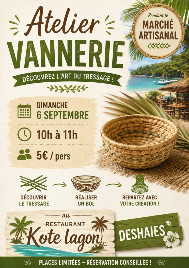 Atelier de vannerie et initiation au tressage artisanal à Deshaies en Guadeloupe.