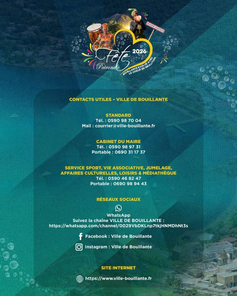 Fête patronale de Bouillante en Guadeloupe du 21 au 25 août 2026, cinq jours de festivités, animations et rendez-vous culturels.