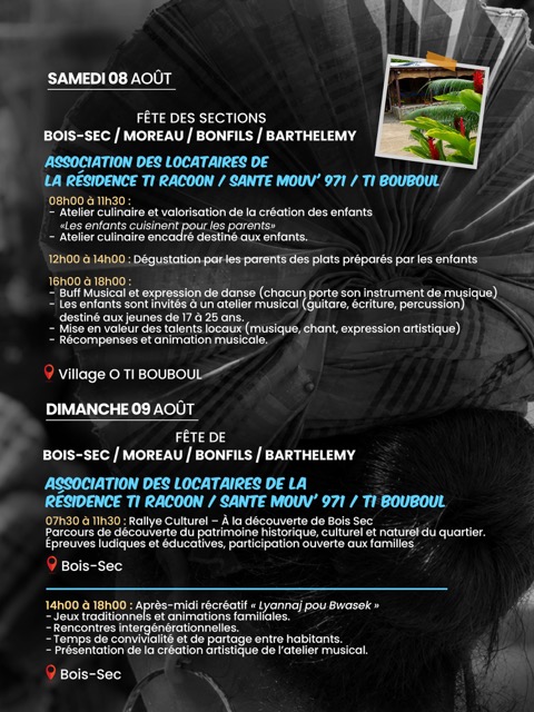 Fête Patronale de Goyave 2026 « Nanm é Ganm », du 2 juillet au 30 août 2026, célébrant les traditions, la culture, le sport et la transmission intergénérationnelle.