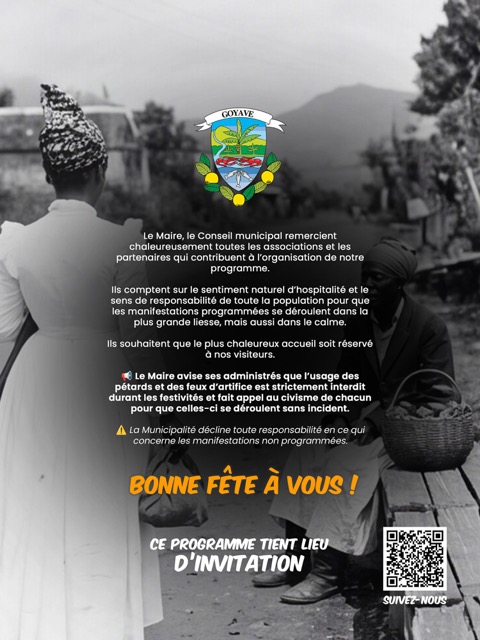 Fête Patronale de Goyave 2026 « Nanm é Ganm », du 2 juillet au 30 août 2026, célébrant les traditions, la culture, le sport et la transmission intergénérationnelle.