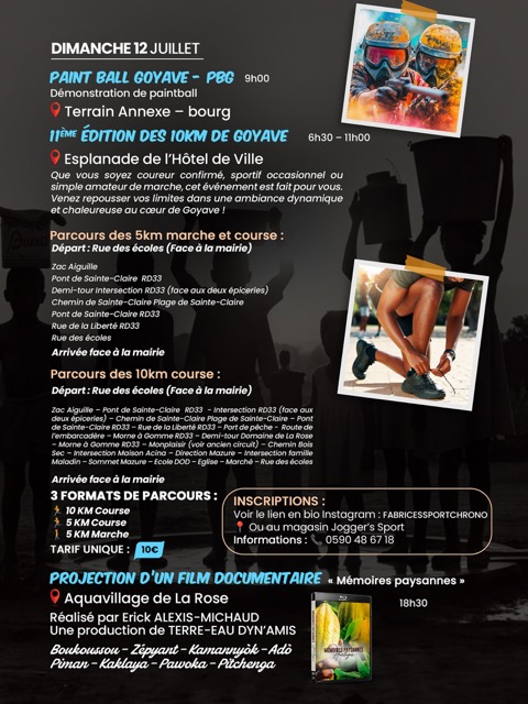 Fête Patronale de Goyave 2026 « Nanm é Ganm », du 2 juillet au 30 août 2026, célébrant les traditions, la culture, le sport et la transmission intergénérationnelle.