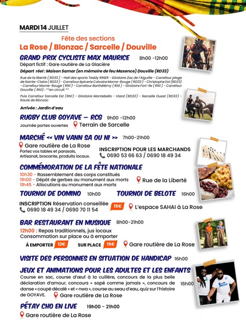 Fête Patronale de Goyave 2026 « Nanm é Ganm », du 2 juillet au 30 août 2026, célébrant les traditions, la culture, le sport et la transmission intergénérationnelle.
