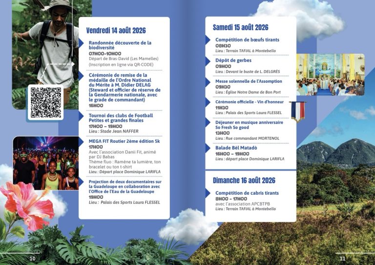 Fête Patronale de Petit-Bourg 2026, du 5 au 16 août 2026, mettant à l’honneur la biodiversité et le patrimoine naturel de la commune.