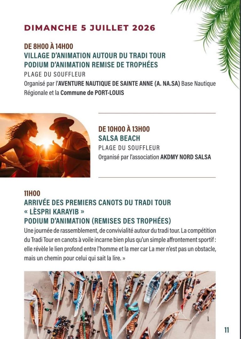 Fête Patronale de Port-Louis en Guadeloupe, du 26 juin au 8 juillet 2026, sur le thème « Jeunesse ambitieuse, rêve sans limite ».