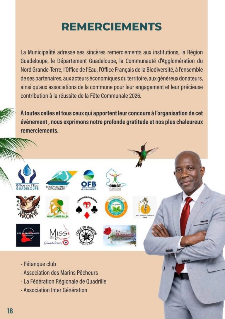 Fête Patronale de Port-Louis en Guadeloupe, du 26 juin au 8 juillet 2026, sur le thème « Jeunesse ambitieuse, rêve sans limite ».