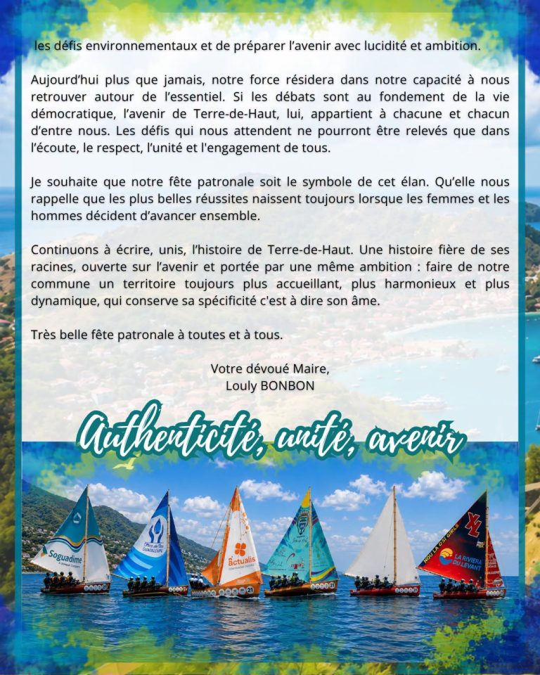 Fête Patronale de Terre-de-Haut aux Saintes, Guadeloupe, du 12 au 16 août 2026.