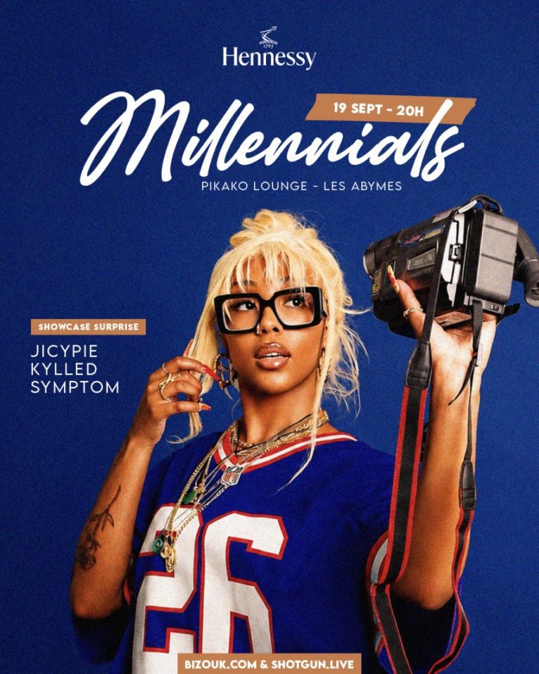 Millennials le 19 septembre 2026 au Pikako Lounge aux Abymes, Guadeloupe, avec Jicypie, Kylled, Symptom et un showcase surprise.