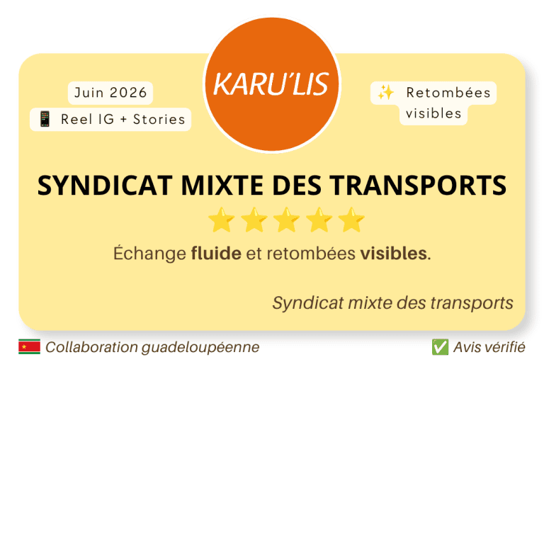 Avis client du Syndicat mixte des transports après une collaboration avec le Média TAC pour un Reel Instagram et des Stories en juin 2026.