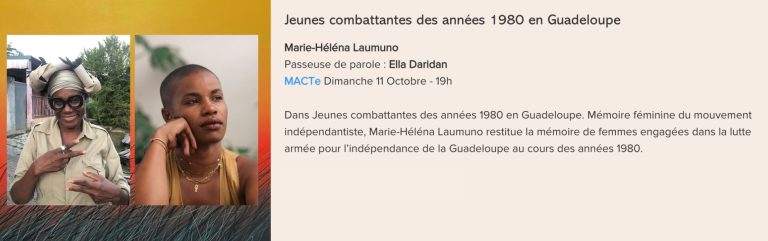 Causerie Jeunes combattantes des années 1980 en Guadeloupe, présentée au Festival Monde en Vues 2026 en Guadeloupe.
