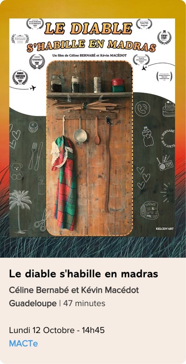 Affiche du film Le diable s'habille en madras réalisé par Céline Bernabé et Kévin Macédot, présenté dans la sélection longs métrages du Festival Monde en Vues 2026 – 13e édition en Guadeloupe.