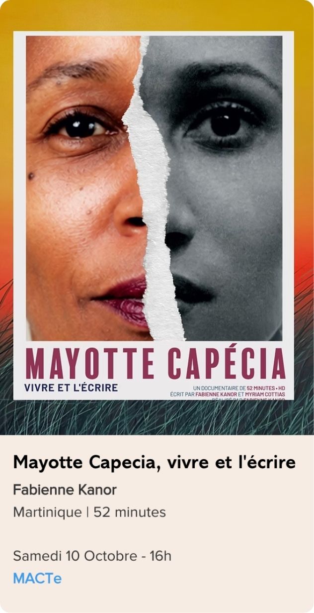 Affiche du documentaire Mayotte Capécia, vivre et l'écrire réalisé par Fabienne Kanor, présenté dans la sélection longs métrages du Festival Monde en Vues 2026 – 13e édition en Guadeloupe.