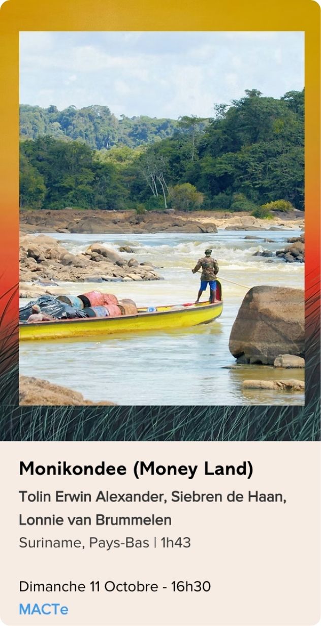 Affiche du film Monikondee (Money Land) réalisé par Tolin Erwin Alexander, Siebren de Haan et Lonnie van Brummelen, présenté dans la sélection longs métrages du Festival Monde en Vues 2026 – 13e édition en Guadeloupe.