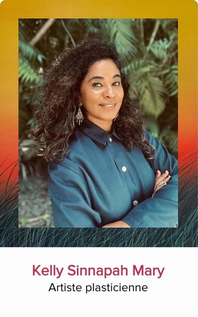 Portrait de Kelly Sinnapah Mary, artiste plasticienne et panéliste invitée au Festival Monde en Vues 2026 en Guadeloupe.