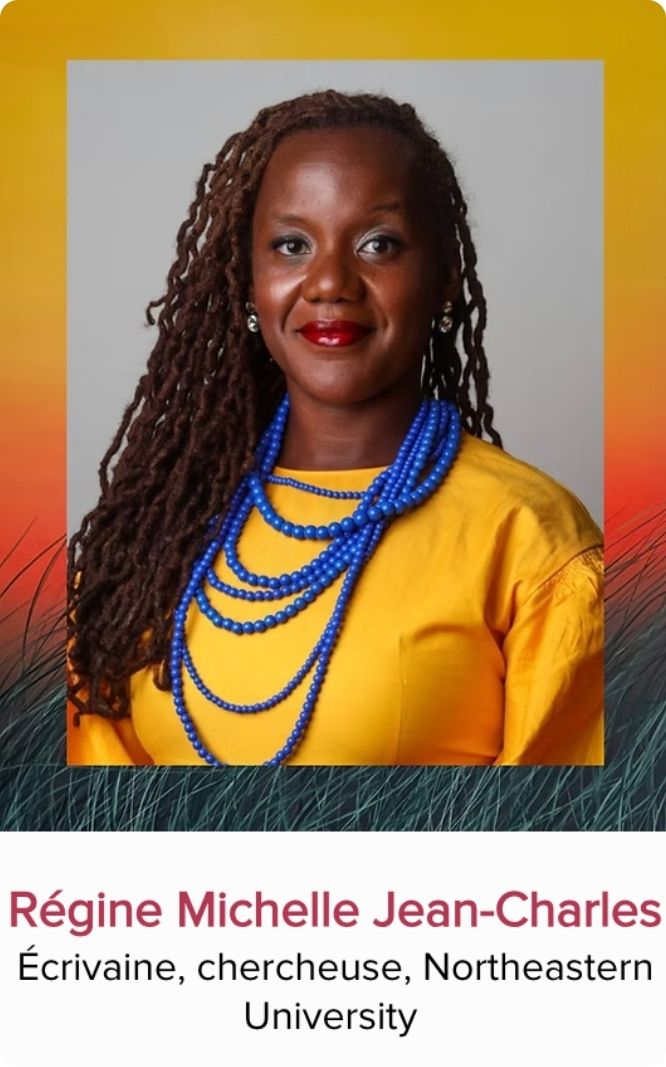 Portrait de Régine Michelle Jean-Charles, écrivaine, chercheuse à Northeastern University et panéliste invitée au Festival Monde en Vues 2026 en Guadeloupe.