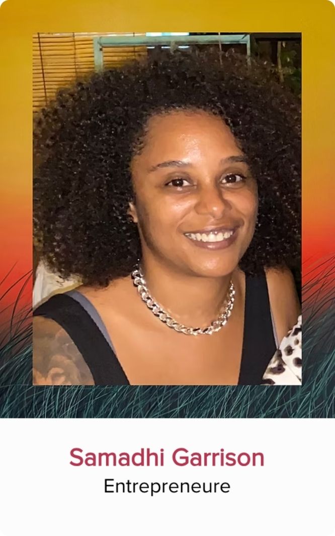 Portrait de Samadhi Garrison, entrepreneure et panéliste invitée au Festival Monde en Vues 2026 en Guadeloupe.
