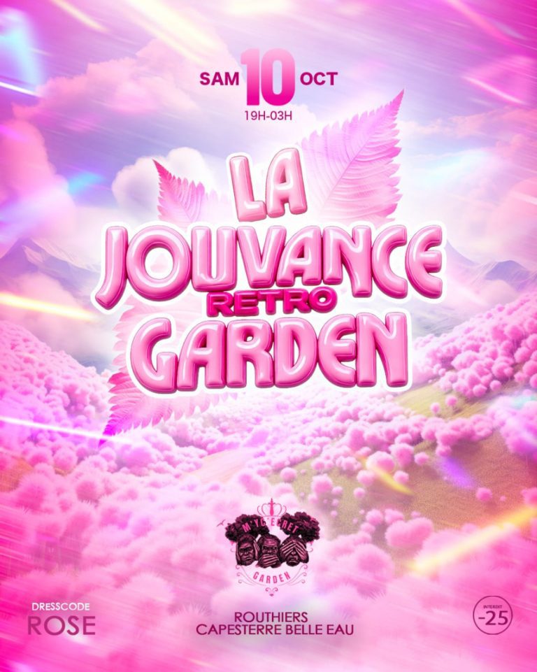 La Jouvance Rétro Garden Volume 2 le 10 octobre 2026 à Routhiers, Capesterre-Belle-Eau, Guadeloupe, soirée rétro en plein air avec dress code rose.
